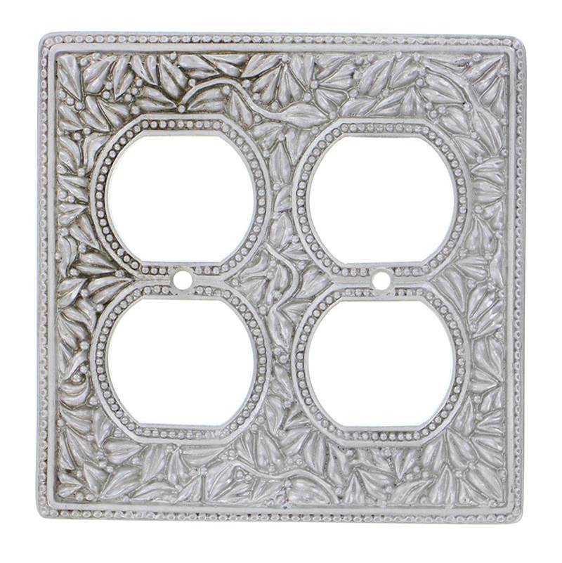 Vicenza Designs San Michele, Wall Plate, Double Outlet, Satin Nickel