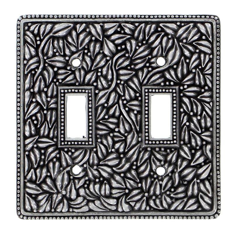 Vicenza Designs San Michele, Wall Plate, Double Toggle, Vintage Pewter