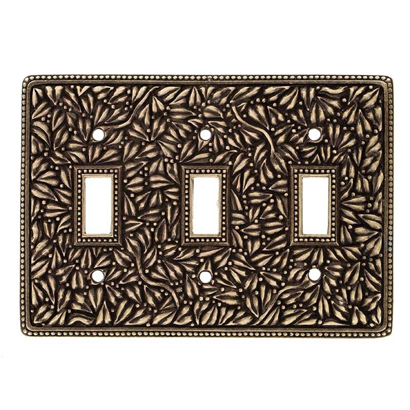 Vicenza Designs San Michele, Wall Plate, Triple Toggle, Antique Brass