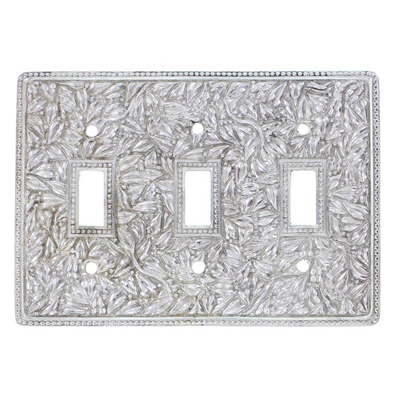Vicenza Designs San Michele, Wall Plate, Triple Toggle, Polished Silver