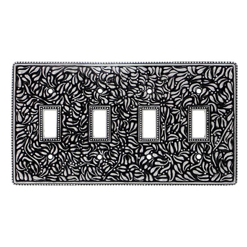 Vicenza Designs San Michele, Wall Plate, Quad Toggle, Antique Nickel