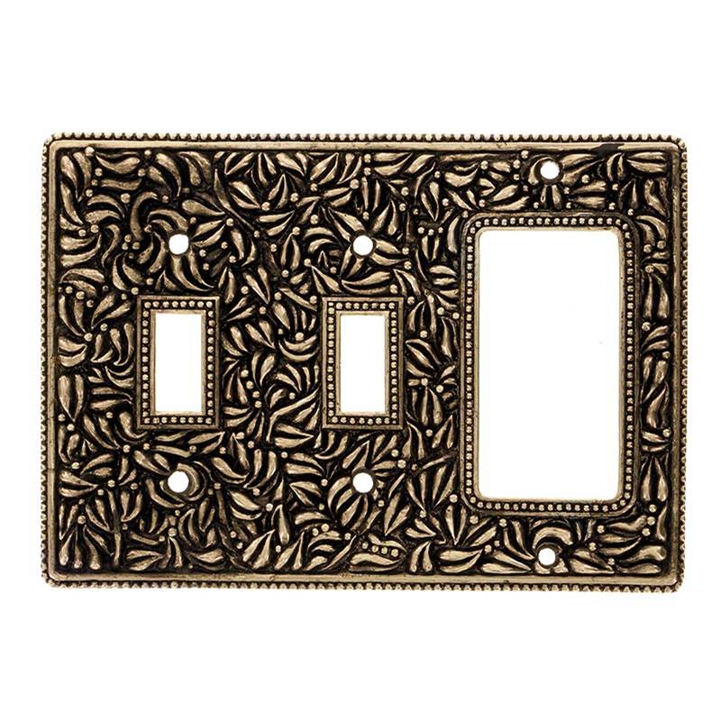 Vicenza Designs San Michele, Wall Plate, Double Toggle/Dimmer, Antique Gold