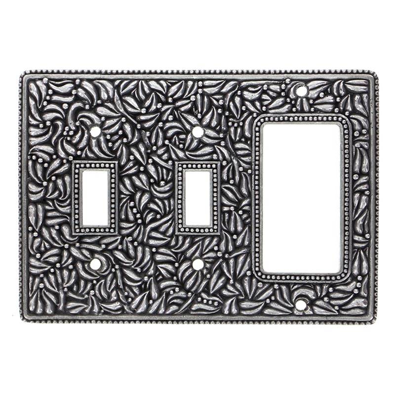 Vicenza Designs San Michele, Wall Plate, Double Toggle/Dimmer, Vintage Pewter