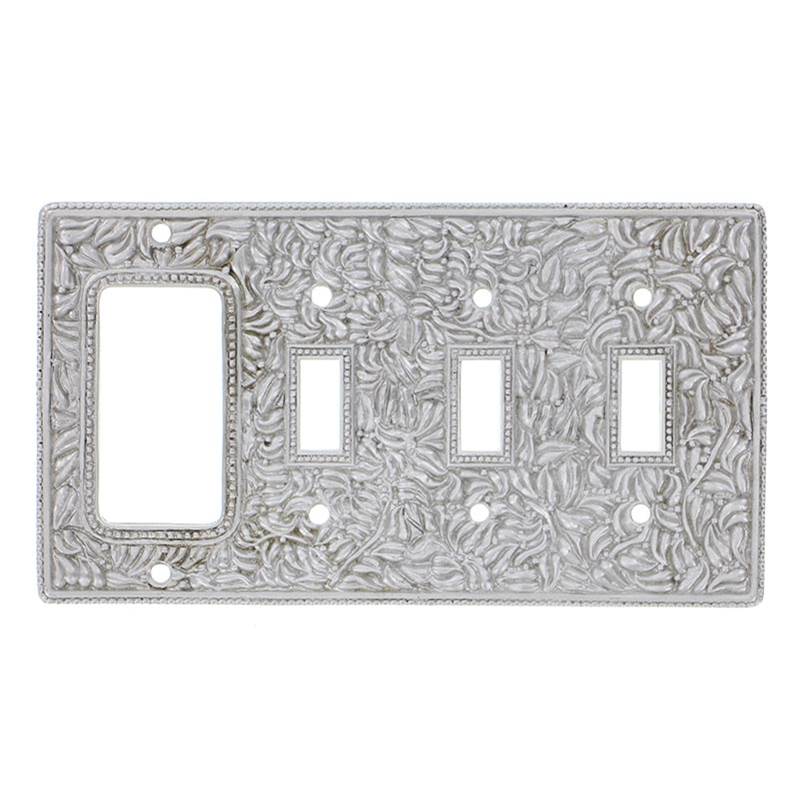 Vicenza Designs San Michele, Wall Plate, Triple Toggle/Dimmer, Satin Nickel