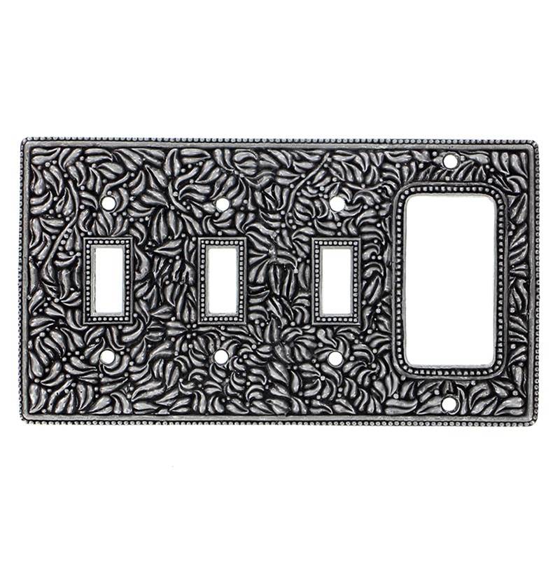 Vicenza Designs San Michele, Wall Plate, Triple Toggle/Dimmer, Vintage Pewter