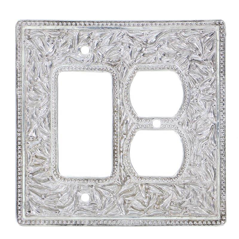 Vicenza Designs San Michele, Wall Plate, Jumbo, Dimmer/Outlet, Polished Silver