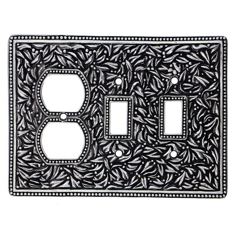 Vicenza Designs San Michele, Wall Plate, Jumbo, Double Toggle/Outlet, Antique Silver