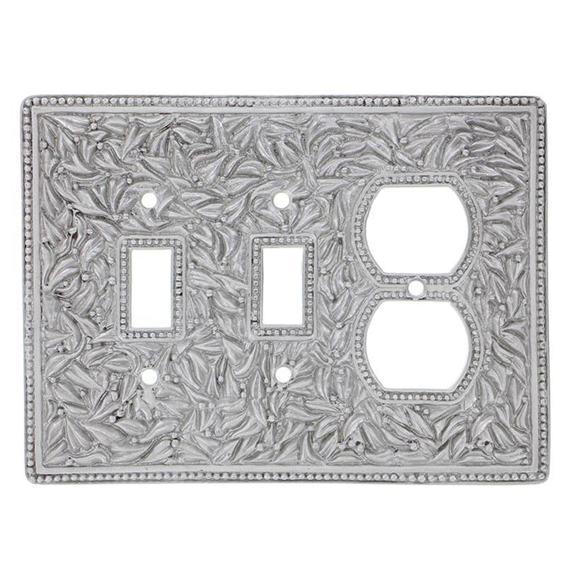Vicenza Designs San Michele, Wall Plate, Jumbo, Double Toggle/Outlet, Satin Nickel