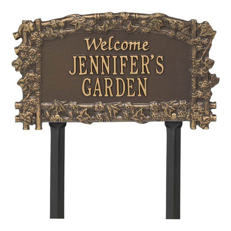 Whitehall Products Ivy Trellis Garden Welcome Personalized Lawn Plaque