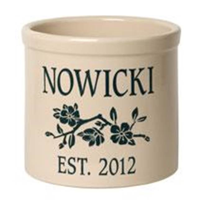 Whitehall Products Personalized Dogwood Branch 2 Gallon Stoneware Crock