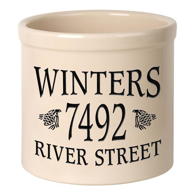 Whitehall Products Personalized Pinecone 2 Gallon Stoneware Crock