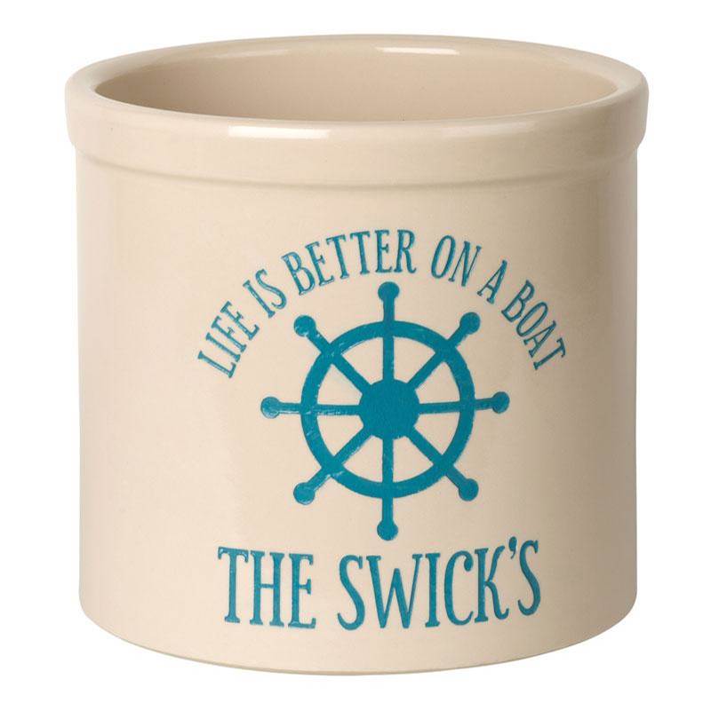 Whitehall Products Personalized Life is Better on a Boat Crock
