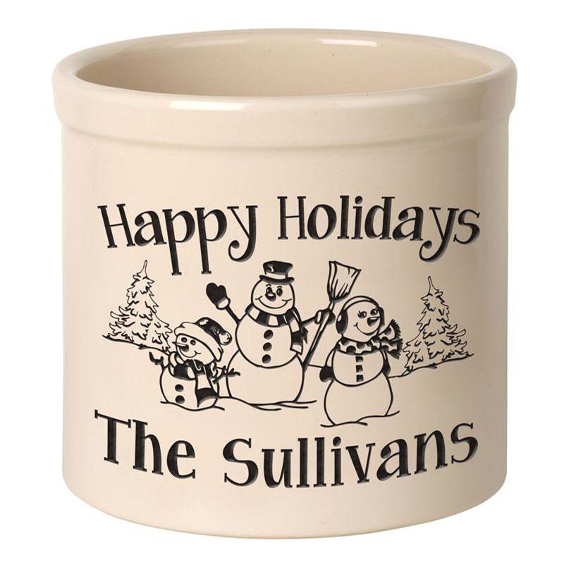 Whitehall Products Personalized Snowman Family 2 Gallon Stoneware Crock