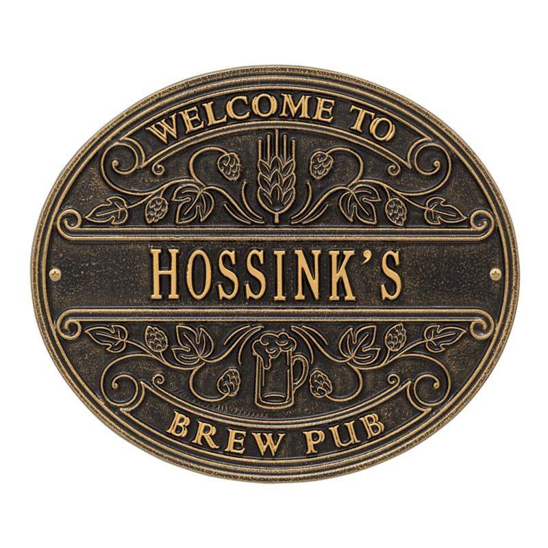 Whitehall Products Brew Pub Welcome Plaque, Standard Wall 1-line