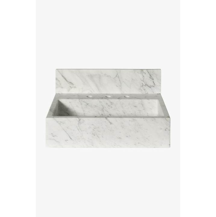 Waterworks Sorano Rectangular Wall Mounted Marble Lavatory Sink 26'' x 19'' x 6 1/4'' with 26'' x 6'' x 3/4'' Backsplash in Prunella with Logo in Special Order Finish