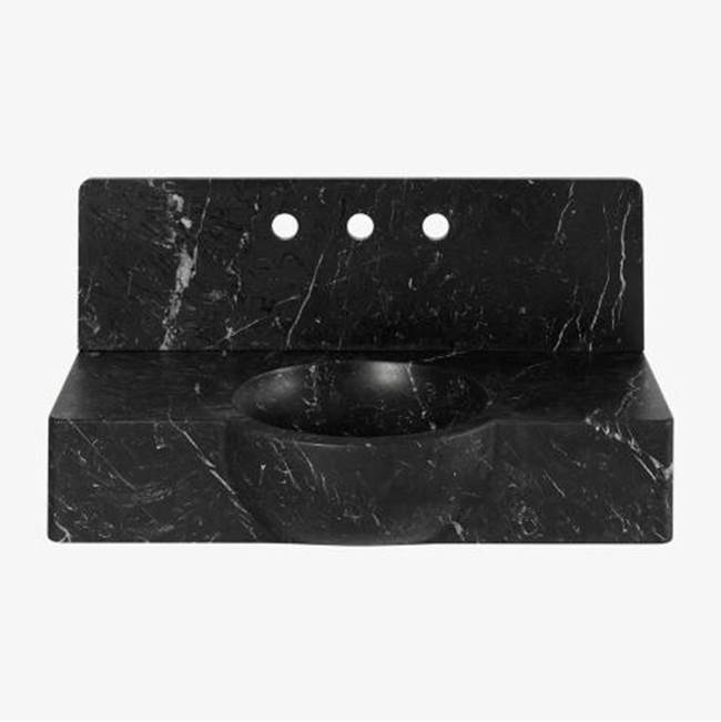 Waterworks Doria Rectangular Wall Mounted Marble Lavatory Sink 30'' x 16'' x 6'' with 30'' x 9'' x 3/4'' Backsplash in Arabescato with Logo in Special Order Finish