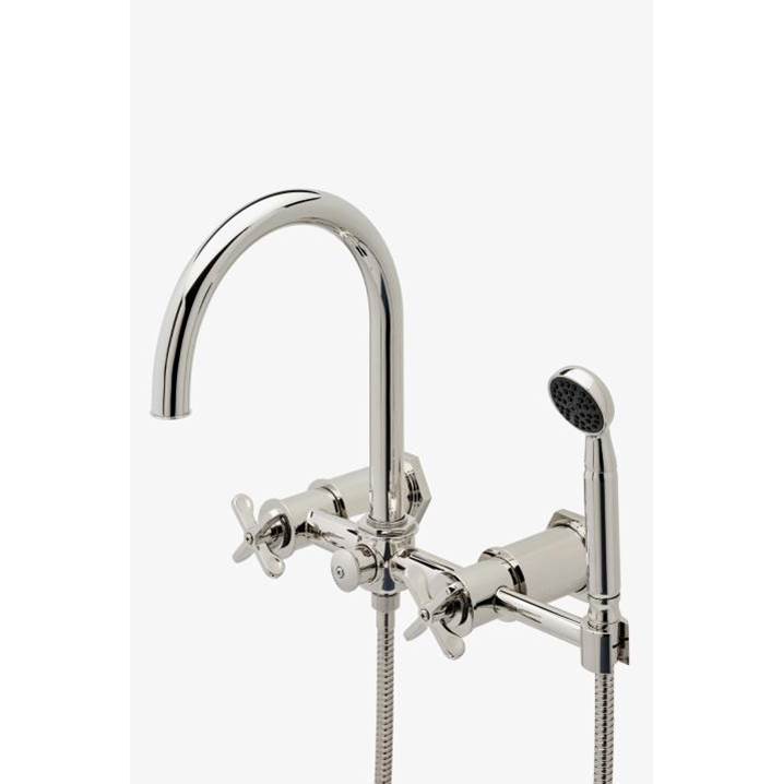 Waterworks COMMERCIAL ONLY Henry Wall Mounted Exposed Tub Filler with Handshower and Cross Handles in Nickel, 1.75gpm (6.6 L/min)