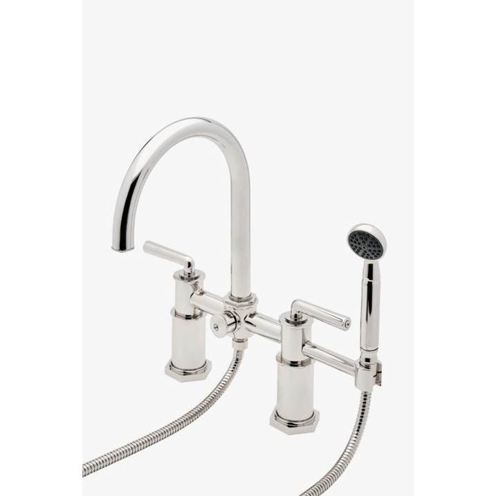 Waterworks Henry Deck Mounted Exposed Tub Filler with Handshower and Lever Handles in Matte Gold, 1.75gpm (6.6 L/min)
