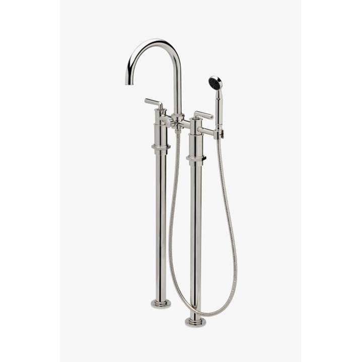 Waterworks Henry Floor Mounted Exposed Tub Filler with Handshower and Lever Handles in Burnished Brass, 1.75gpm (6.6 L/min)