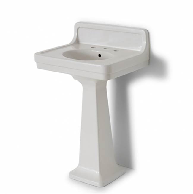 Waterworks DISCONTINUED Alden Fine Fire Clay / Vitreous China Single Pedestal Lavatory Sink 26'' x 20'' x 40'' with Backsplash in Bright White