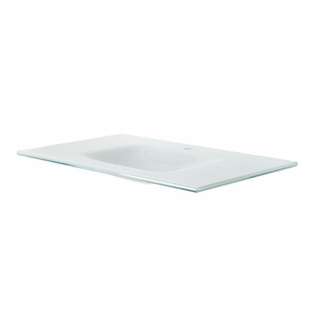 Waterworks DISCONTINUED Formwork Glass Counter Sink With One Hole and Gold Drain Adapter 42'' x 25'' x 4 1/2'' in White
