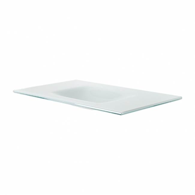 Waterworks DISCONTINUED Formwork Glass Counter Sink Undrilled With Carbon Drain Adapter 42'' x 25'' x 4 1/2'' in White