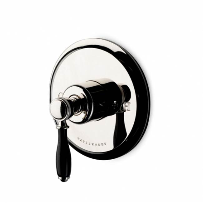Waterworks Easton Classic Pressure Balance Control Valve Trim with Black Porcelain Lever Handle in Matte Gold