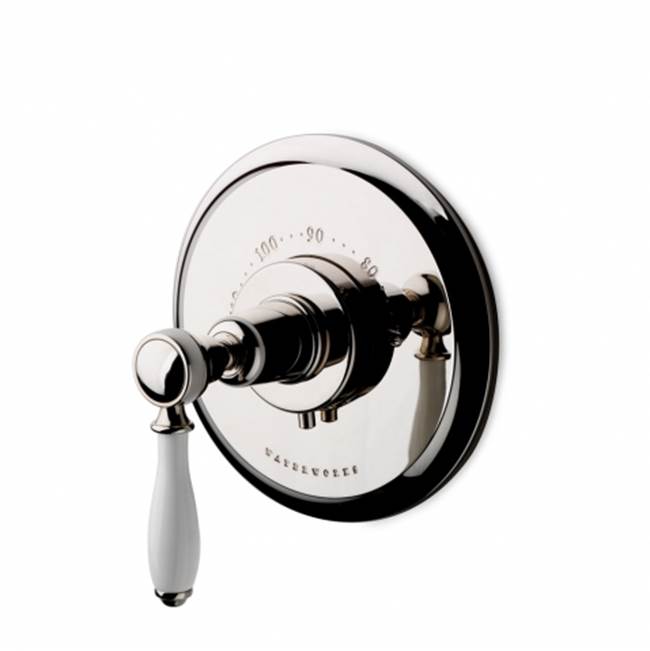 Waterworks Easton Classic Thermostatic Control Valve Trim with White Porcelain Lever Handle in Copper