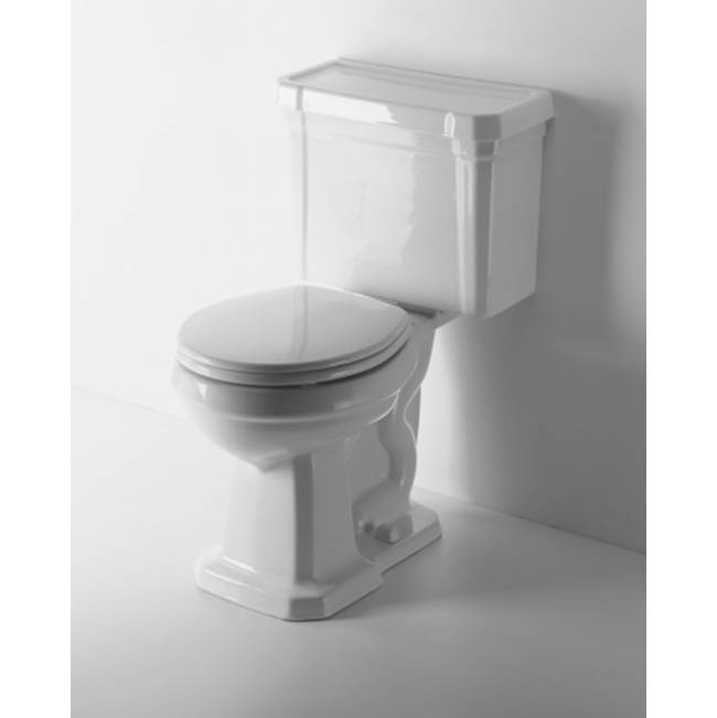 Waterworks Exeter Two Piece Round Watercloset in White Glossy Solid with Chrome Lever