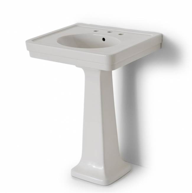 Waterworks DISCONTINUED Alden Fine Fire Clay / Vitreous China Single Pedestal Lavatory Sink 28'' x 22'' x 34'' in Bright White