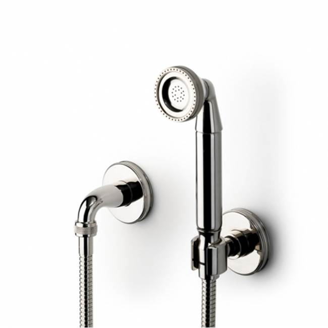 Waterworks Boulevard Handshower On Hook with Metal Handle in Burnished Brass, 2.5gpm
