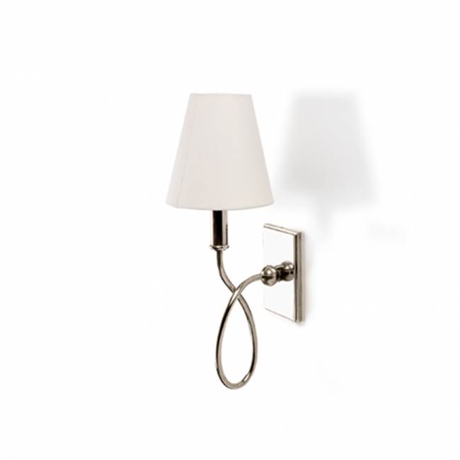 Waterworks Blue Note Wall Mounted Single Loop Swing Arm Sconce with Fabric Shade in Chrome