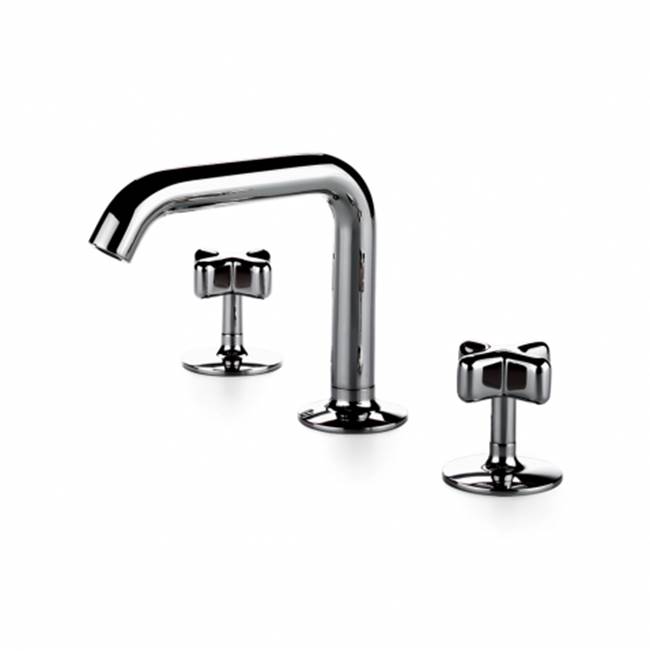 Waterworks .25 High Profile Three Hole Deck Mounted Lavatory Faucet with Metal Cross Handles in Matte Gold, 2.2gpm