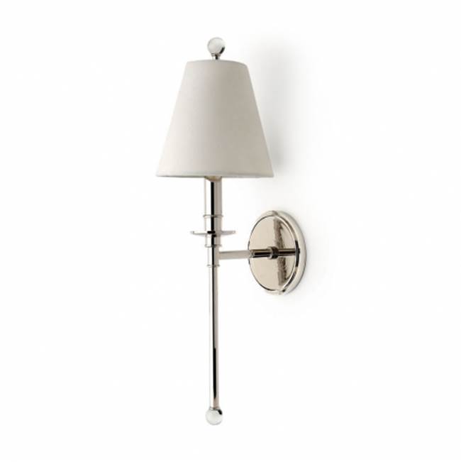 Waterworks Newell Wall Mounted Single Arm Sconce with Fabric Shade in Nickel