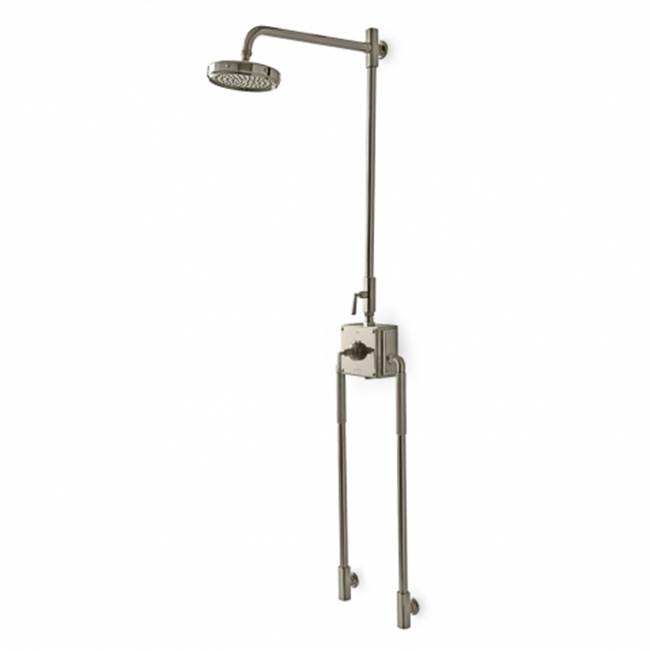 Waterworks R.W. Atlas Exposed Thermostatic System with 8'' Shower Rose, Arm and Metal Lever Handles in Matte Nickel, 2.5gpm