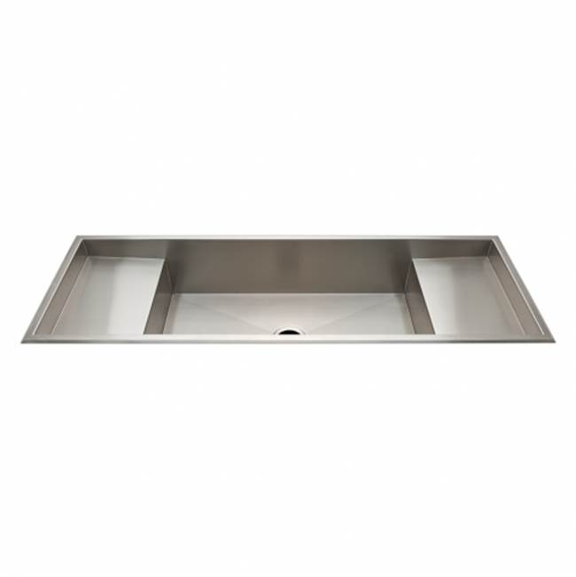Waterworks Kerr 57 3/8'' x 19 3/8'' x 10'' Stainless Steel Kitchen Sink with Center Drain and Workspace