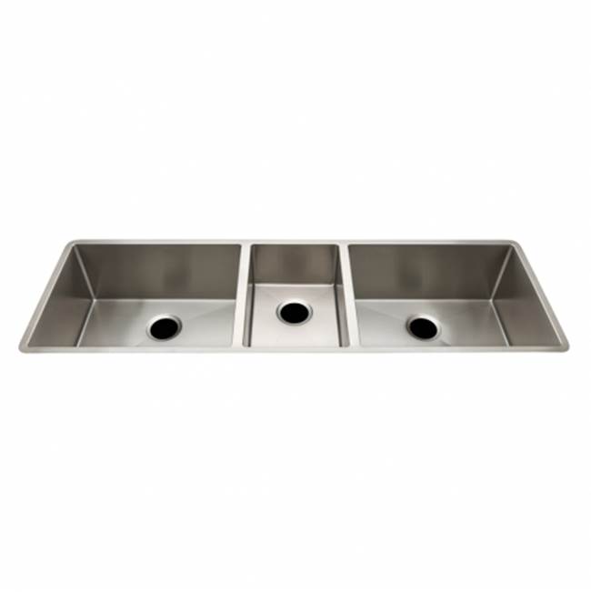 Waterworks Kerr 57 1/8'' x 18 1/4'' x 10'' Triple Stainless Steel Kitchen Sink with Rear Drains