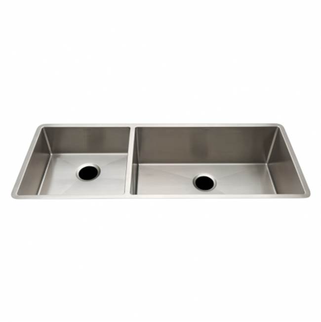 Waterworks Kerr 46 7/16'' x 18 1/4'' x 10'' Double Stainless Steel Kitchen Sink with Rear Drains