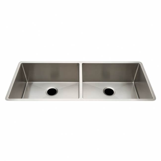 Waterworks Kerr 45 1/4'' x 18 3/4'' x 10'' Twin Stainless Steel Kitchen Sink with Rear Drains