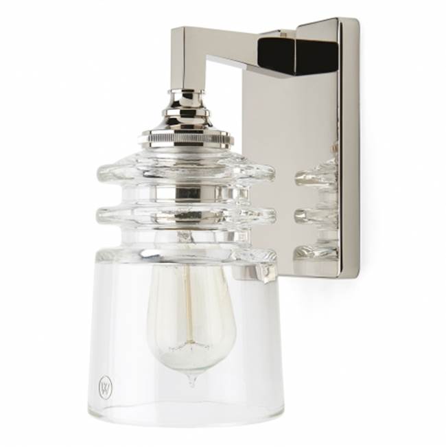 Waterworks Watt II Wall Mounted Single Arm Sconce with Glass Shade in Chrome