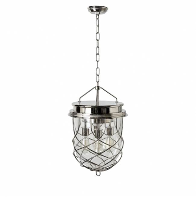 Waterworks Compass Ceiling Mounted Large Pendant with Glass Shade in Nickel