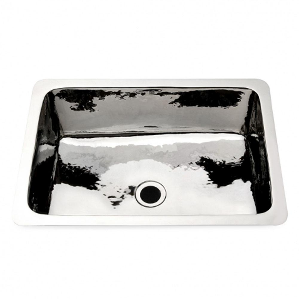Waterworks Normandy Drop In or Undermount Rectangular Hammered Copper Lavatory Sink 14 15/16 x 11 7/16 x 7 5/16 in Chrome