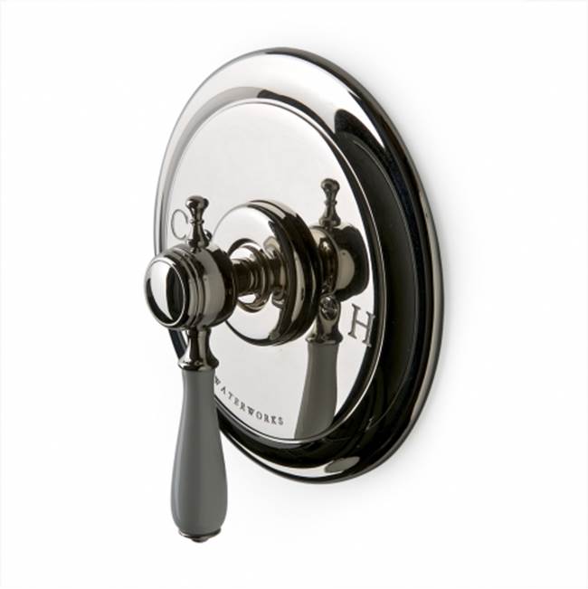 Waterworks Julia Pressure Balance Control Valve Trim with White Porcelain Lever Handle in Matte Gold