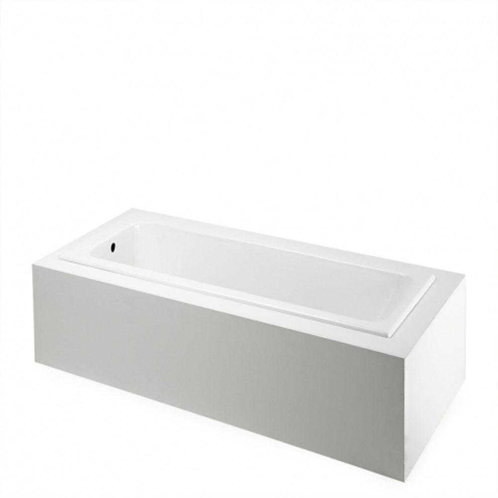 Waterworks Cambridge 71 x 32 x 21 Rectangular Cast Iron Bathtub with End Drain and Slip Resistance in White