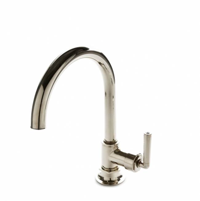 Waterworks Henry One Hole Gooseneck Kitchen Faucet, Metal Lever Handle in Gold
