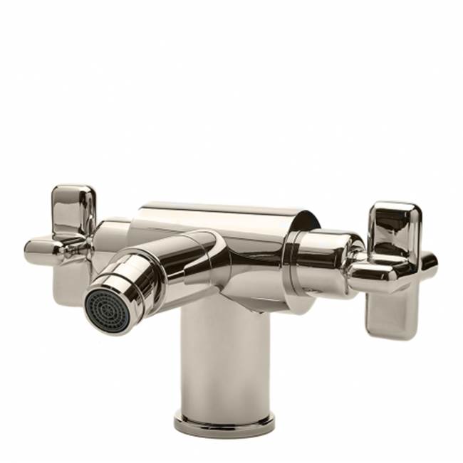Waterworks .25 One Hole Bidet Fitting with Cross Handles in Burnished Nickel