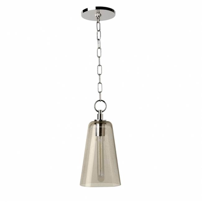 Waterworks DISCONTINUED Arundel Ceiling Mounted Small Pendant with Smoke Glass Shade in Nickel