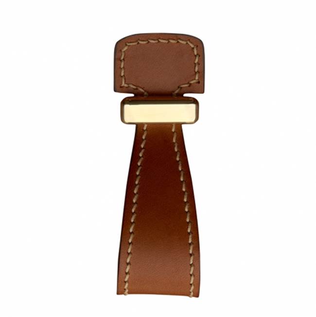 Waterworks Rockport 1 1/4'' Tan Leather Strap Pull in Brass