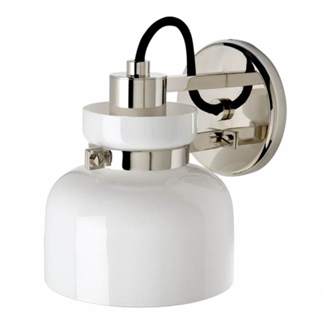 Waterworks Helio Wall Mounted Single Arm Sconce with Glass Shade in Nickel