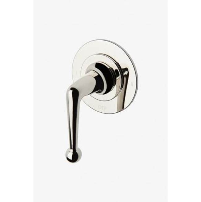 Waterworks Dash Two Way Thermostatic Diverter Valve Trim with Roman Numerals and Metal Lever Handle in Burnished Brass
